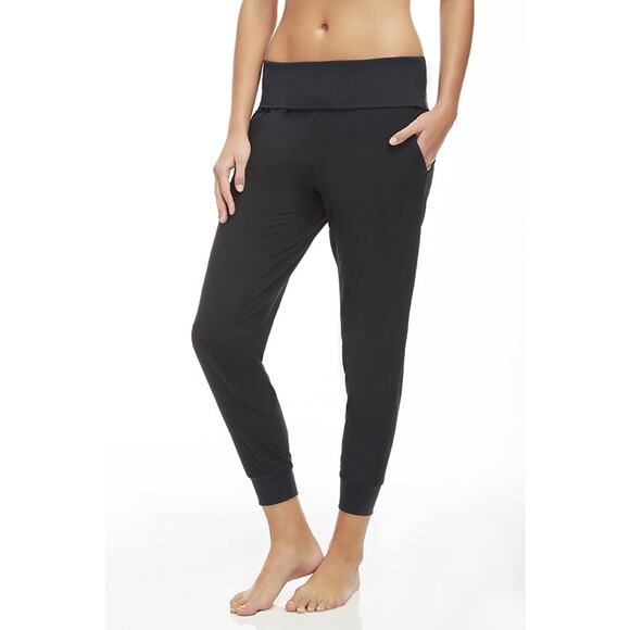 Fabletics Labaree Jogger Pants WMNS 2XL Black High Rise Fold Over Waist Cropped - Picture 2 of 13